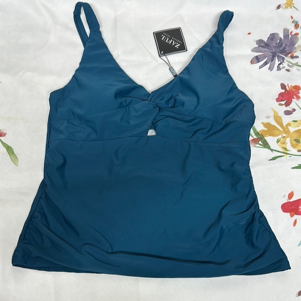 Zaful Teal Swim Top with Slimming panel